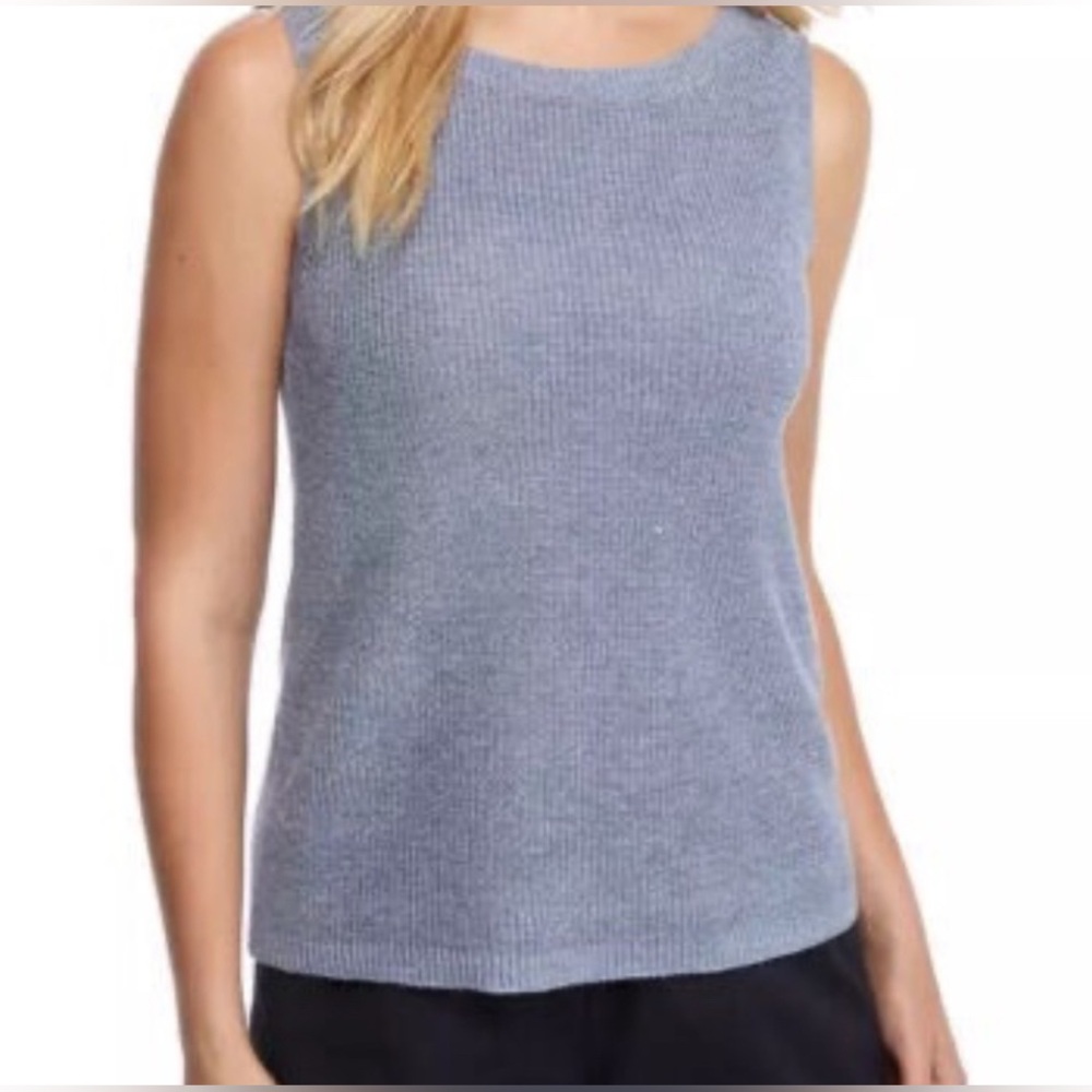Eileen Fisher organic linen knit top light blue S layering summer light jersey